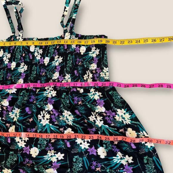 Ellos Floral Sleeveless Strappy Smocked Bodice Tank Sun Dress Plus Size 2X 26/28 - Picture 11 of 13